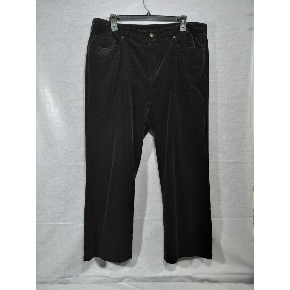 Jones New York Signature Velour Velvet Straight Leg Pants Sz 16 Black